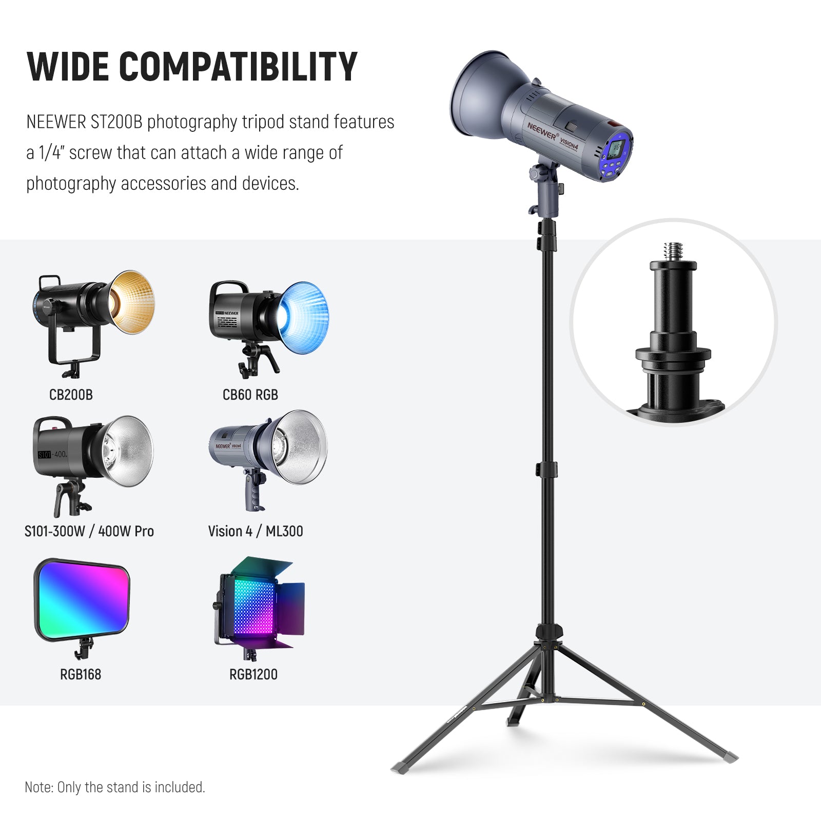 Wide Compatibility of the NEEWER ST200B Lightweight Photography Light Stand