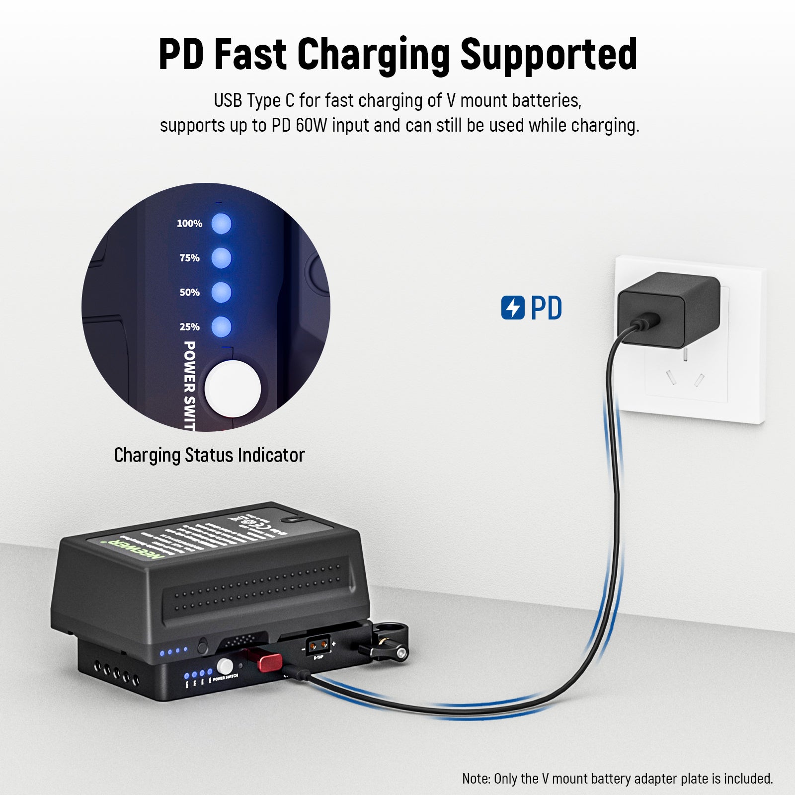 The USB Type C port supports both QC and PD fast charging