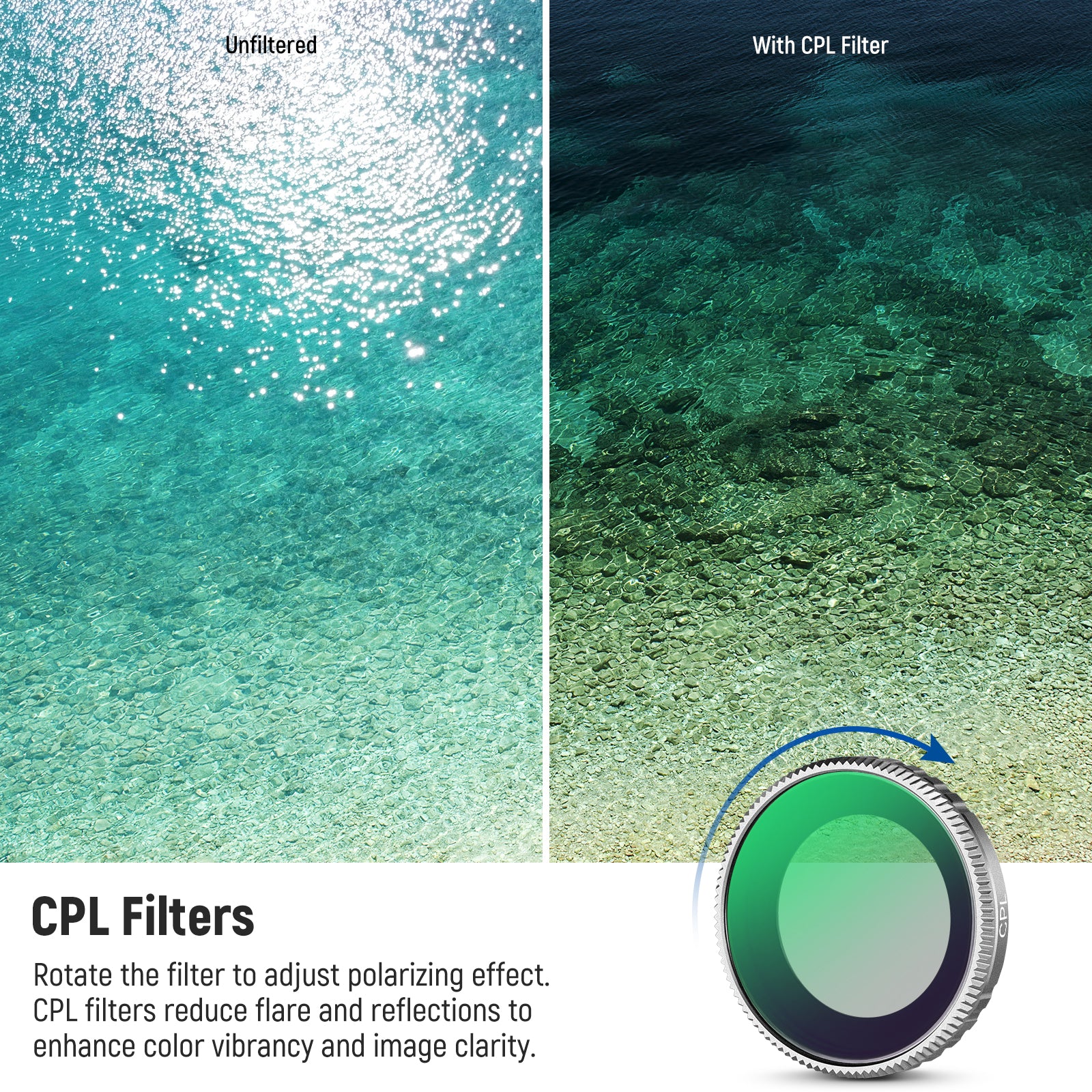 This kit includes a CPL filter which can enhance color vibrancy.
