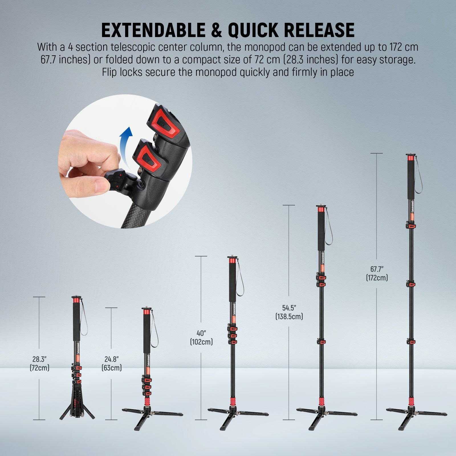 NEEWER TP71 Pro Camera Monopod is extendable.