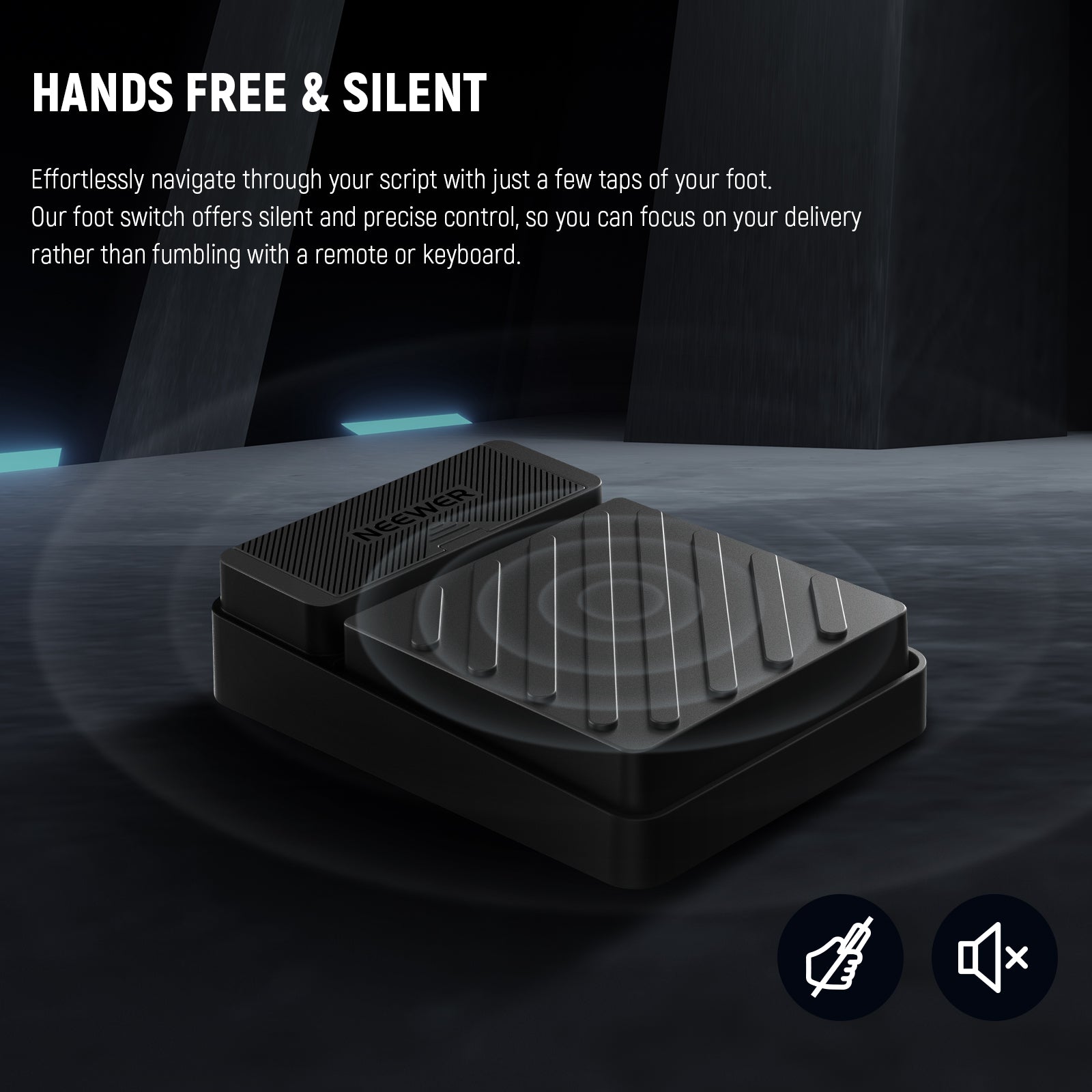 This foot switch offers silent and precise control