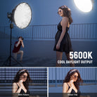 5600K cool daylight offers a uniform color temperature.