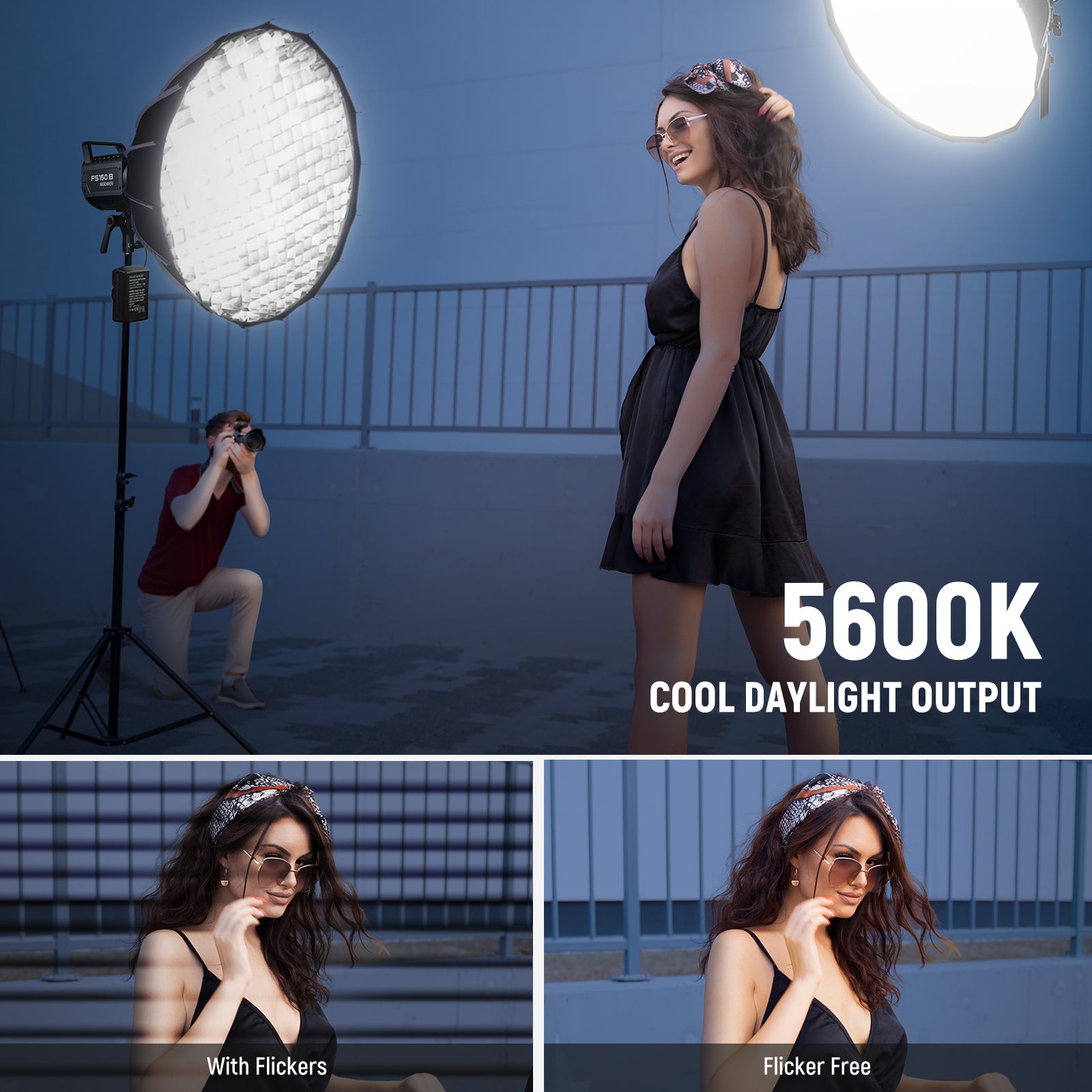 5600K cool daylight offers a uniform color temperature.