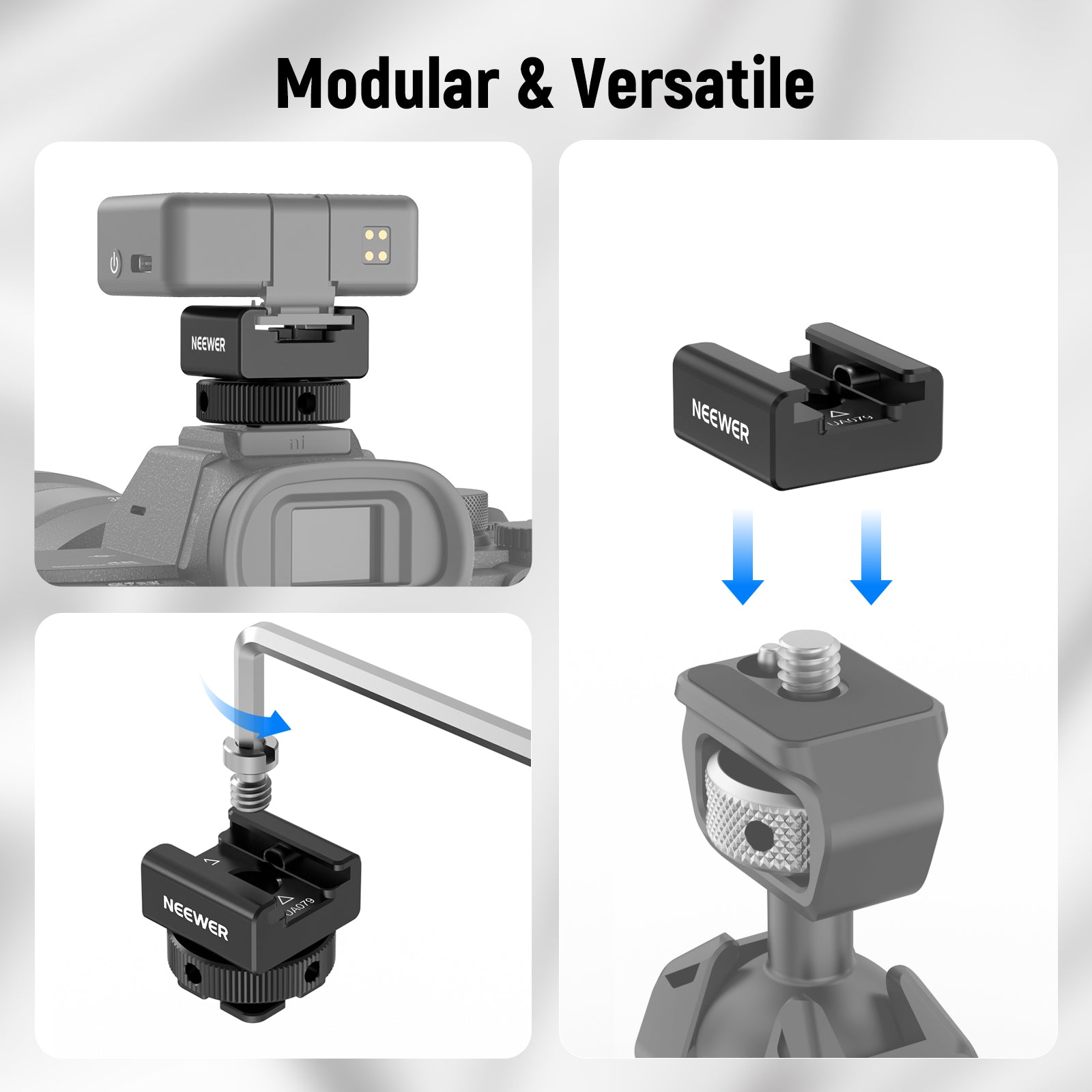 NEEWER UA079 Cold Shoe Mount Adapter is modular and versatile