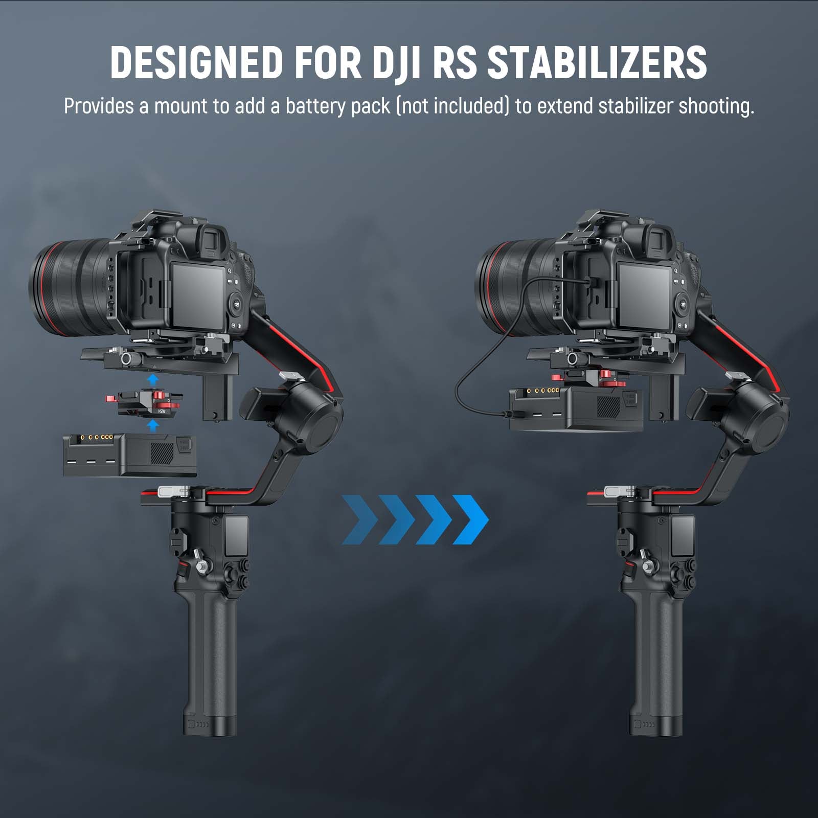 NEEWER GA012 Mini V Mount Battery Plate is designed for DJI RS stabilizers.