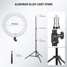 This 18" Ring Light Kit includes a light stand.