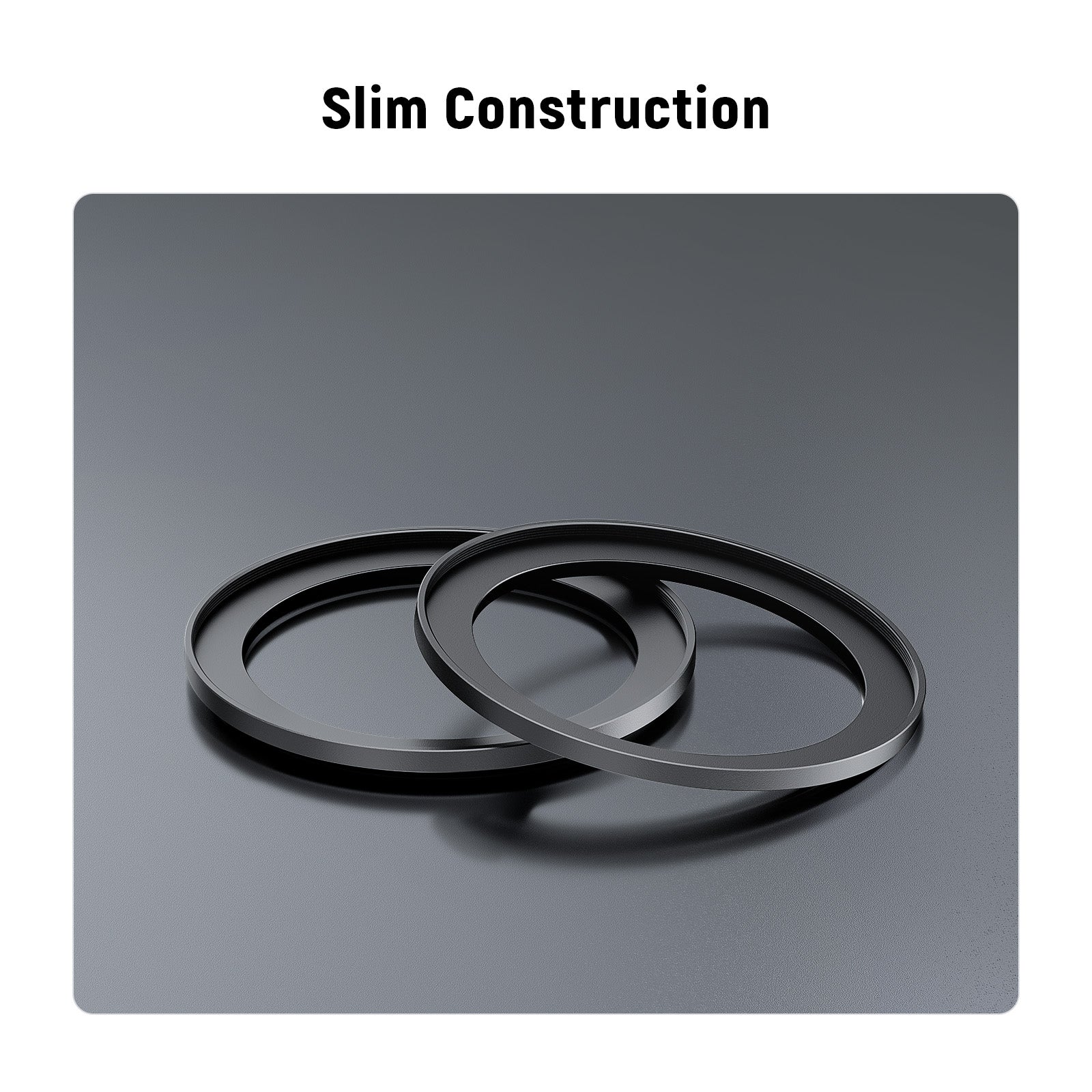 NEEWER Ultra Slim Aluminum Alloy Step Up Ring features a slim construction.
