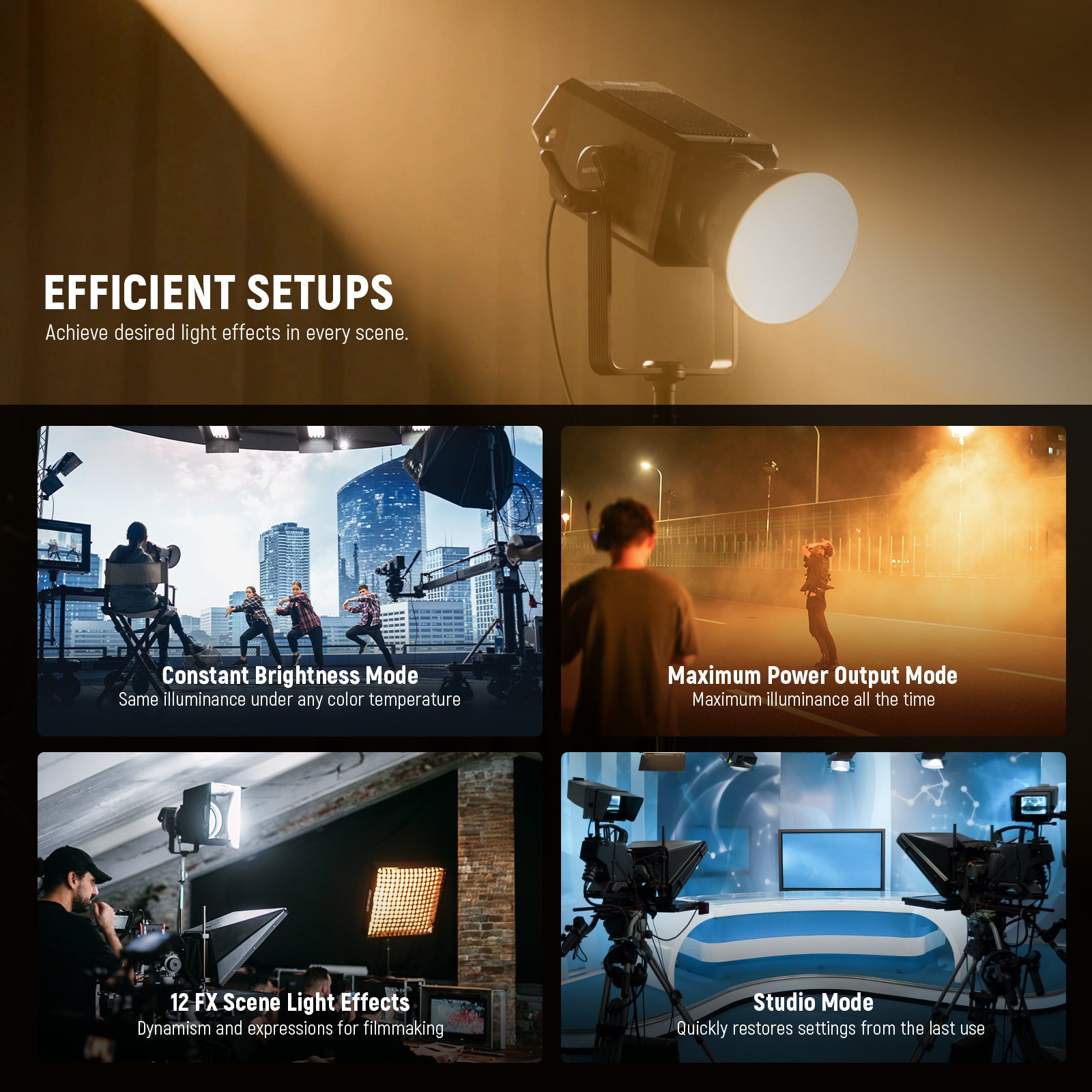 NEEWER AS600B 600W LED Continuous Light can achieve desired light effects in every scene.