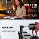 Directly plug the mini portable VM10 mic into your device and record professional sound