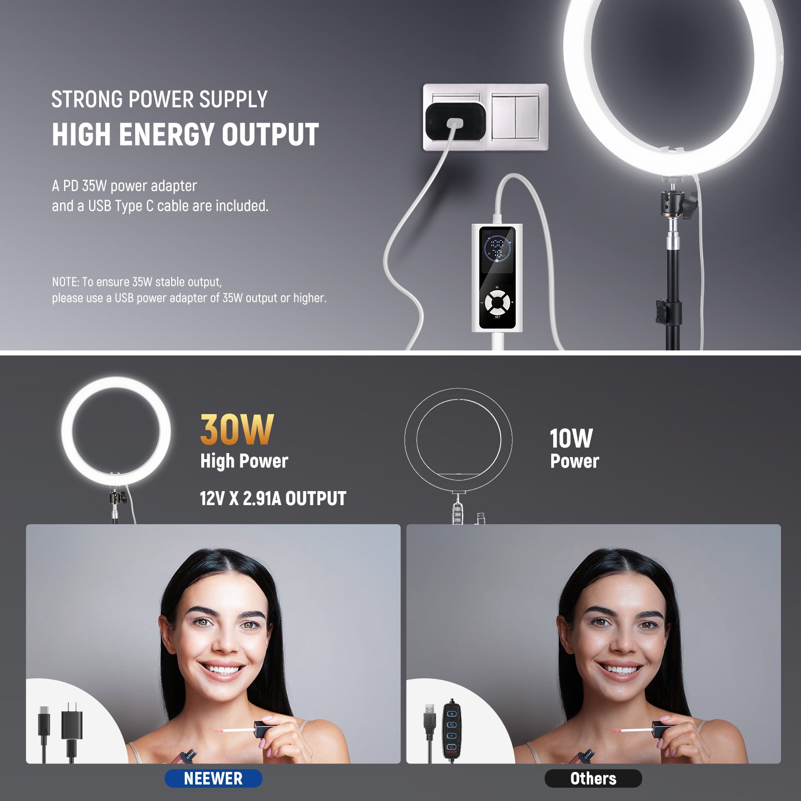 NEEWER RH12B Pro 12" 30W High Power LED Ring Light