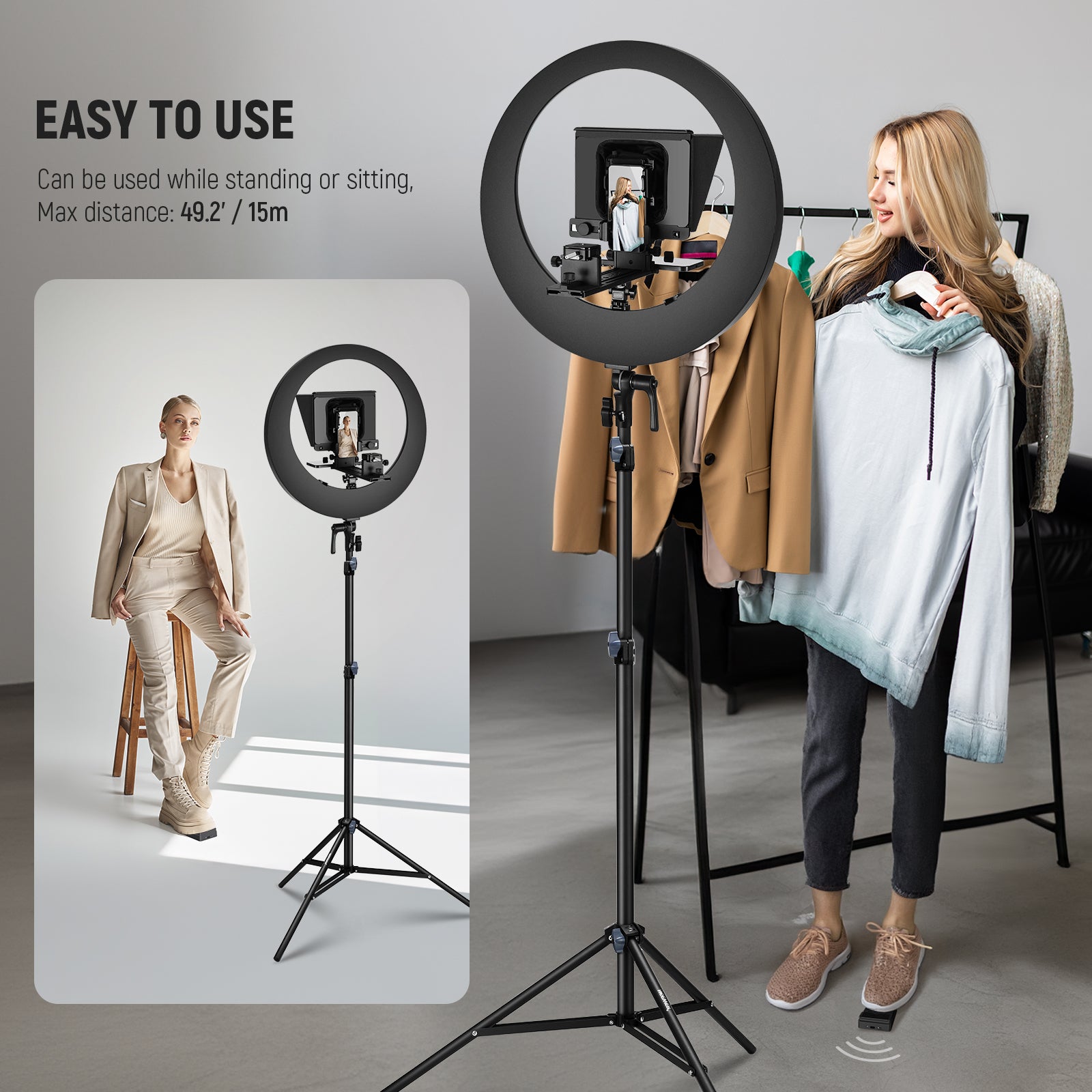 NEEWER Teleprompter Foot Switch for Teleprompter App is easy to use.