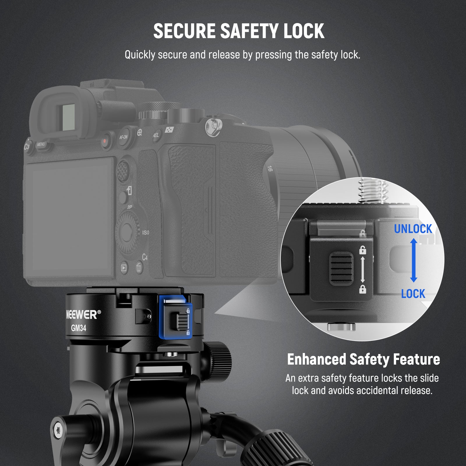 an extra safety lock button that prevents accidental device detachment with a simple press