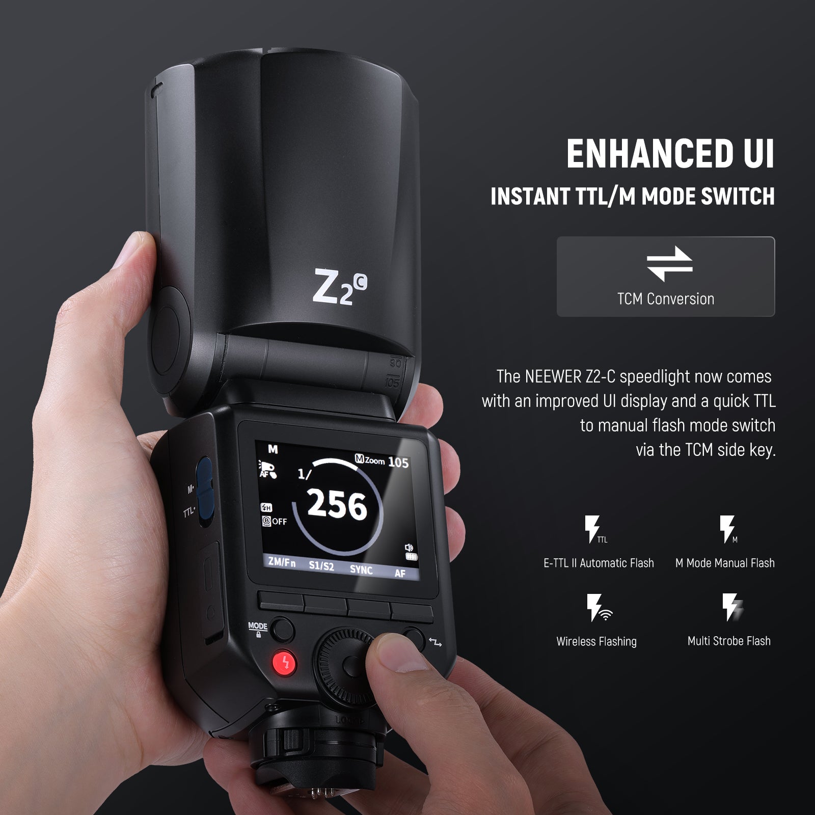NEEWER Z2-C speedlight comes with a quick TTL.