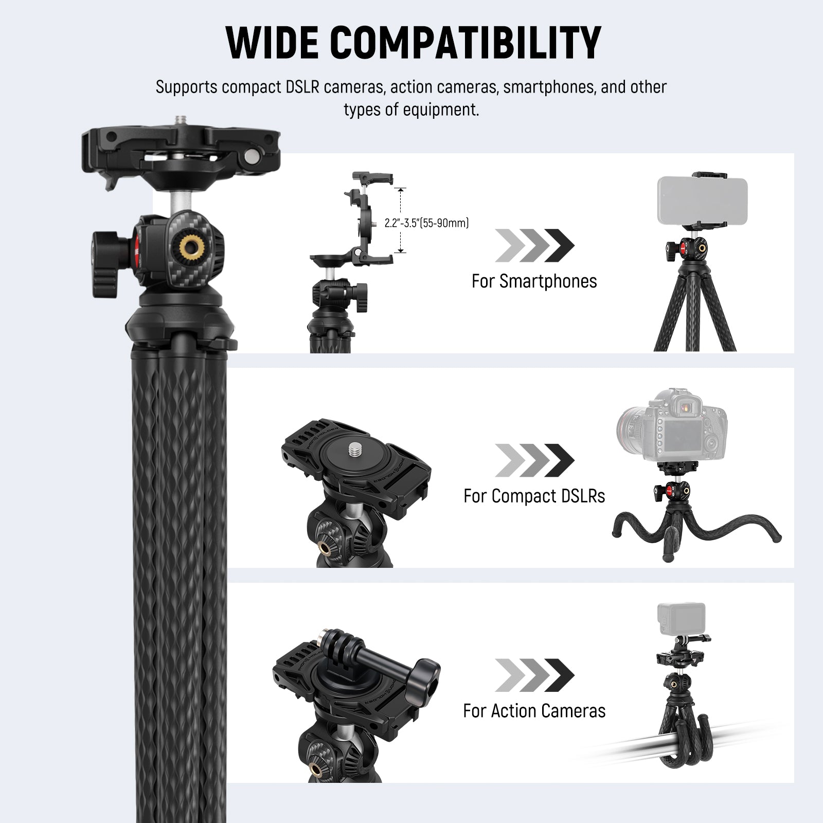 Wide Compatibility of the NEEWER TP34 Flexible Tripod