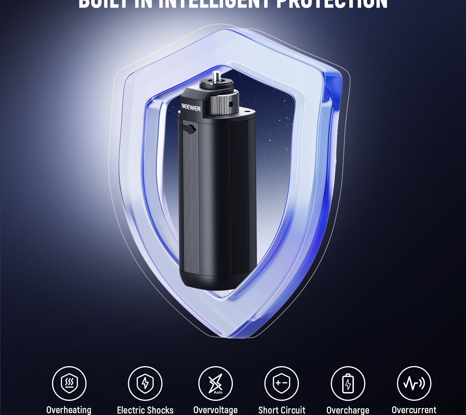 The built in multi protection system guards against overcharging