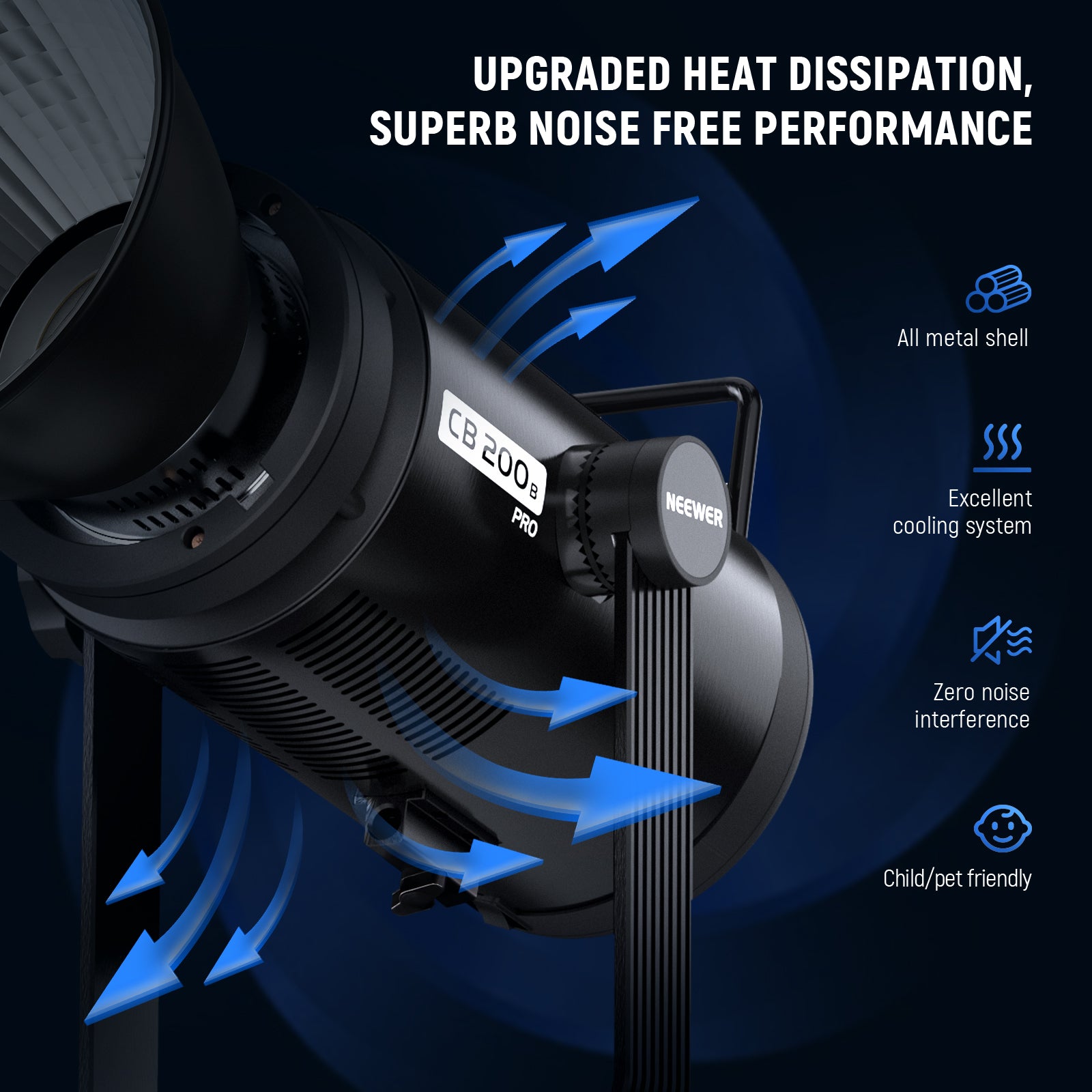 NEEWER CB200B PRO Bi-Color LED Video Light has super noise free performance.