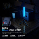 This portable LED tube light delivers up to 140 minutes of continuous 100% brightness lighting