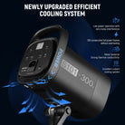 NEEWER S101-300W Monolight features the consistent, efficient, and silent heat dissipation system.