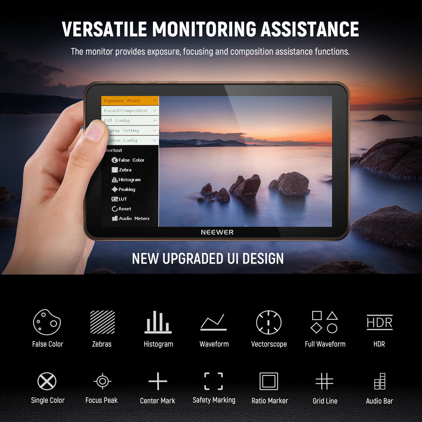 NEEWER F700 Touch Screen Field Monitor provides versatile monitoring assistance.
