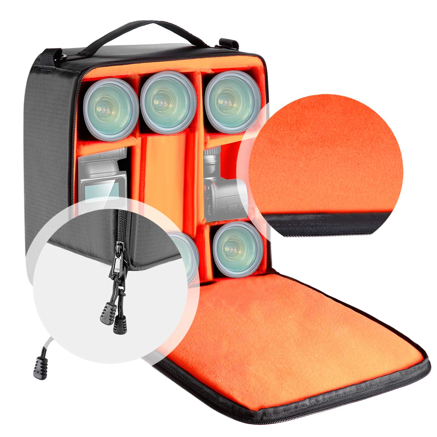NEEWER Camera Padded Bag features a 2 smooth zipper closure.