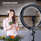 The 18" Ring Light Kit includes a bluetooth remote shutter controller.