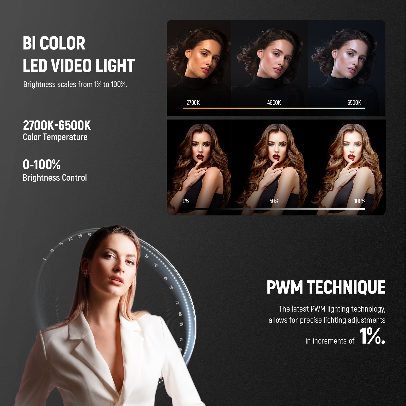 NEEWER MS60B features 2700K-6500K extensively tunable color temperature