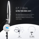 NEEWER RP18B Pro Ring Light is only 0.7"/1.8 cm thick.