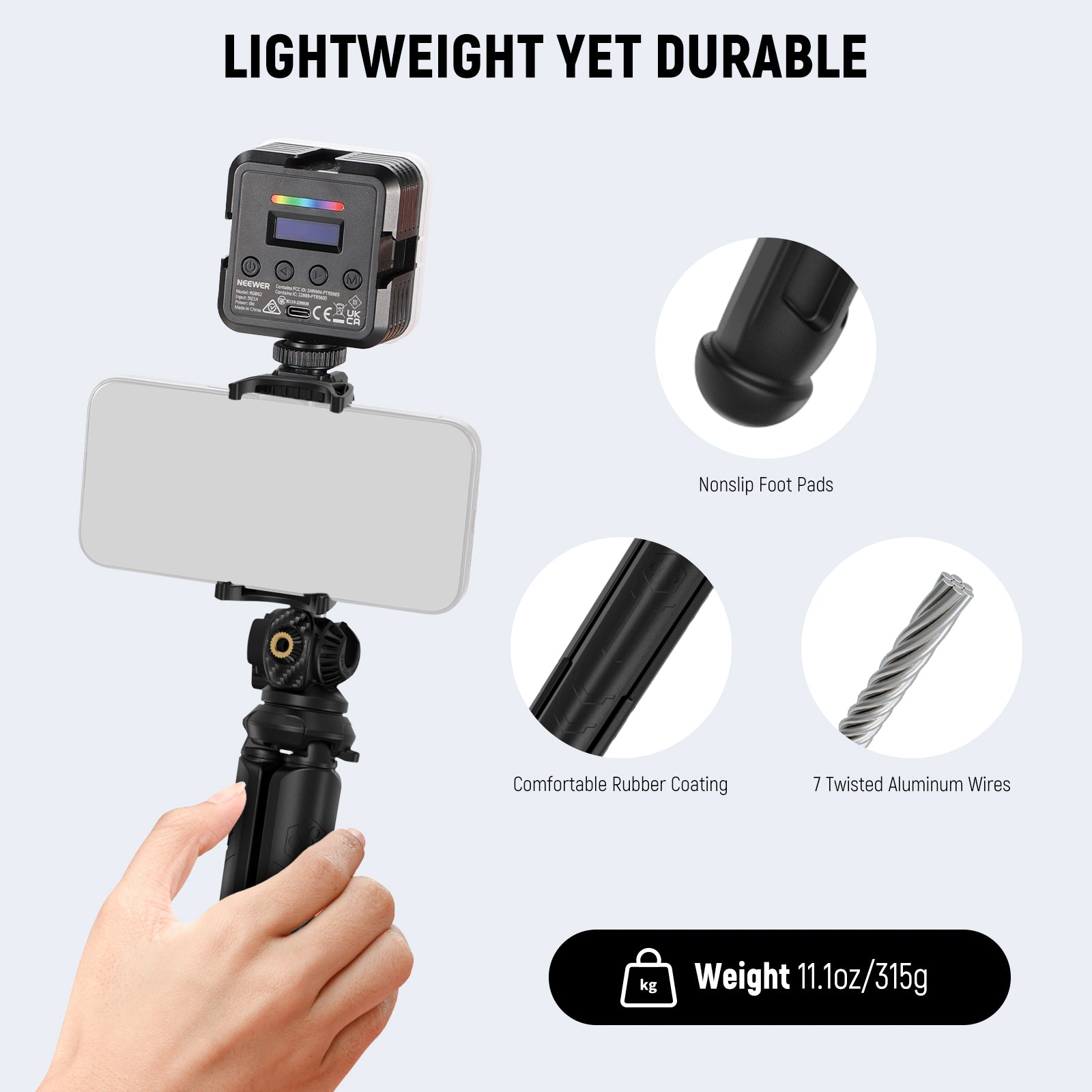 NEEWER TP35 Flexible Mini Tripod is lightweight yet durable.