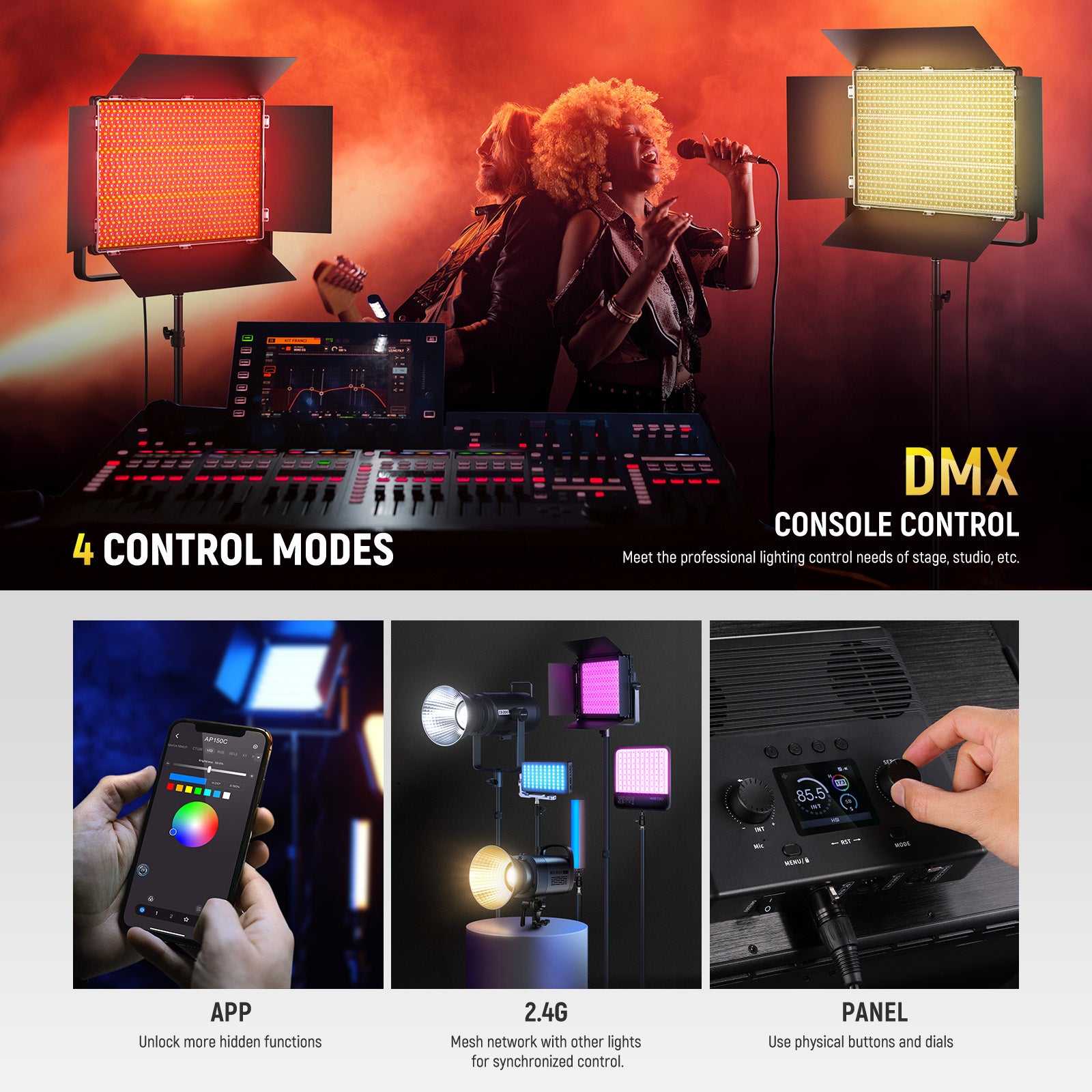 Methods for Controlling NEEWER AP150C 150W RGB Video Light
