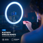 Use the wireless remote to control the NEEWER SRP18C RGB LED Ring Light Kit