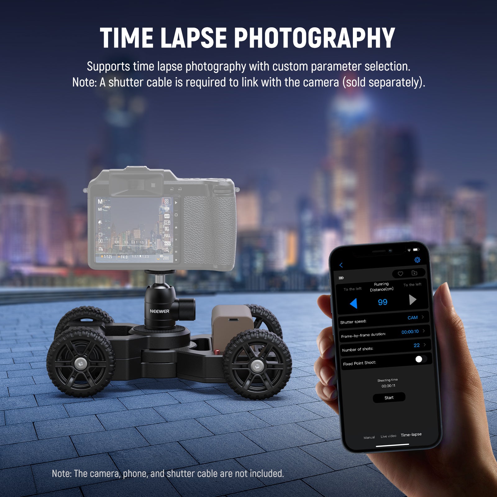 NEEWER DL400 Upgraded Motorized Camera Slider Dolly supports time lapse photography.