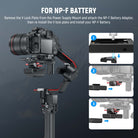 The V mount battery plate features a standard V lock interface