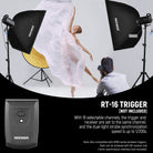 NEEWER S101-300W Monolight can be triggered by a manual master unit in the S1 mode and a TTL master unit in the S2 mode.