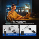 Power it via a computer USB port with the 6.3'/193cm integrated power cable