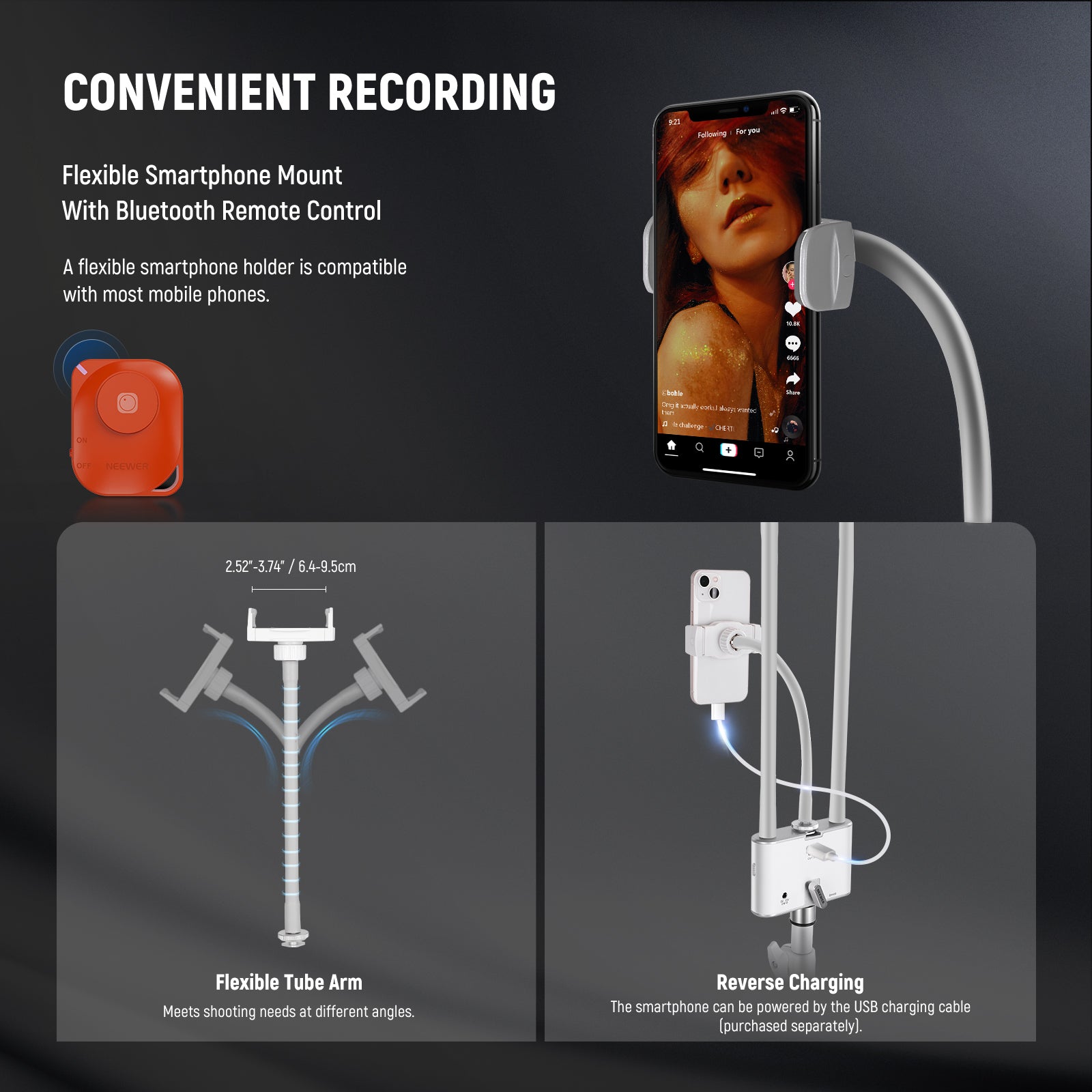 NEEWER BH40C RGB Esthetician Light Kit has a phone mount.