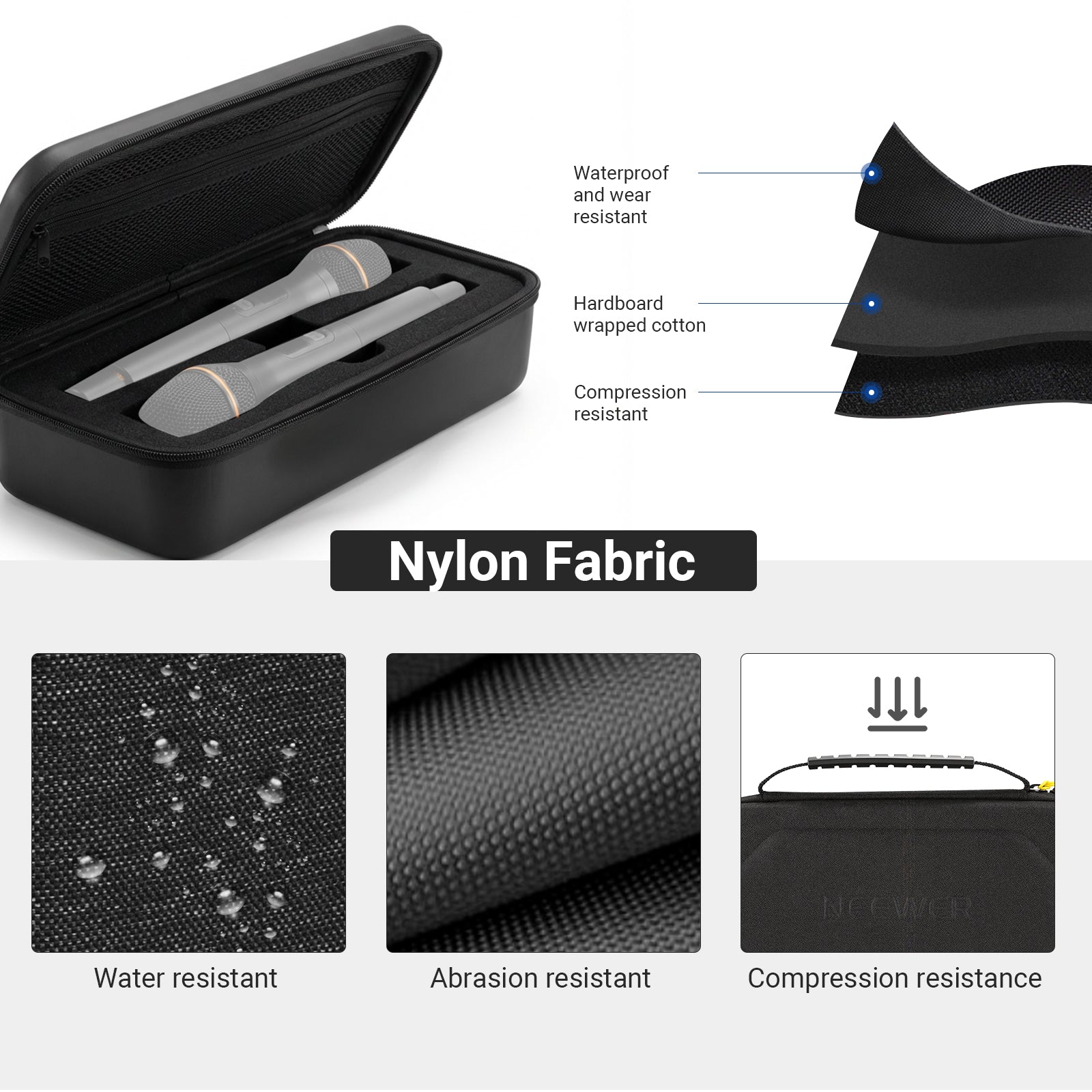 NEEWER PD033 Microphone Case is made of nylon fabric.