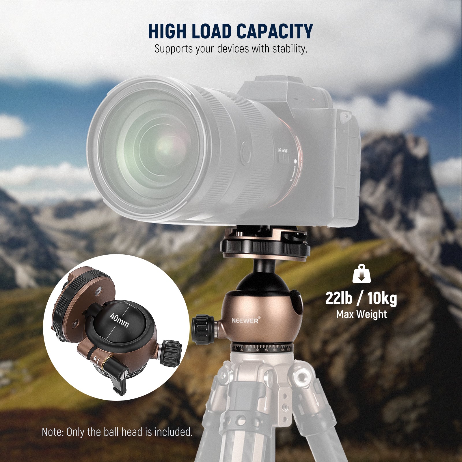 NEEWER GM32 Low Profile Ball Head supports your devices with stability.