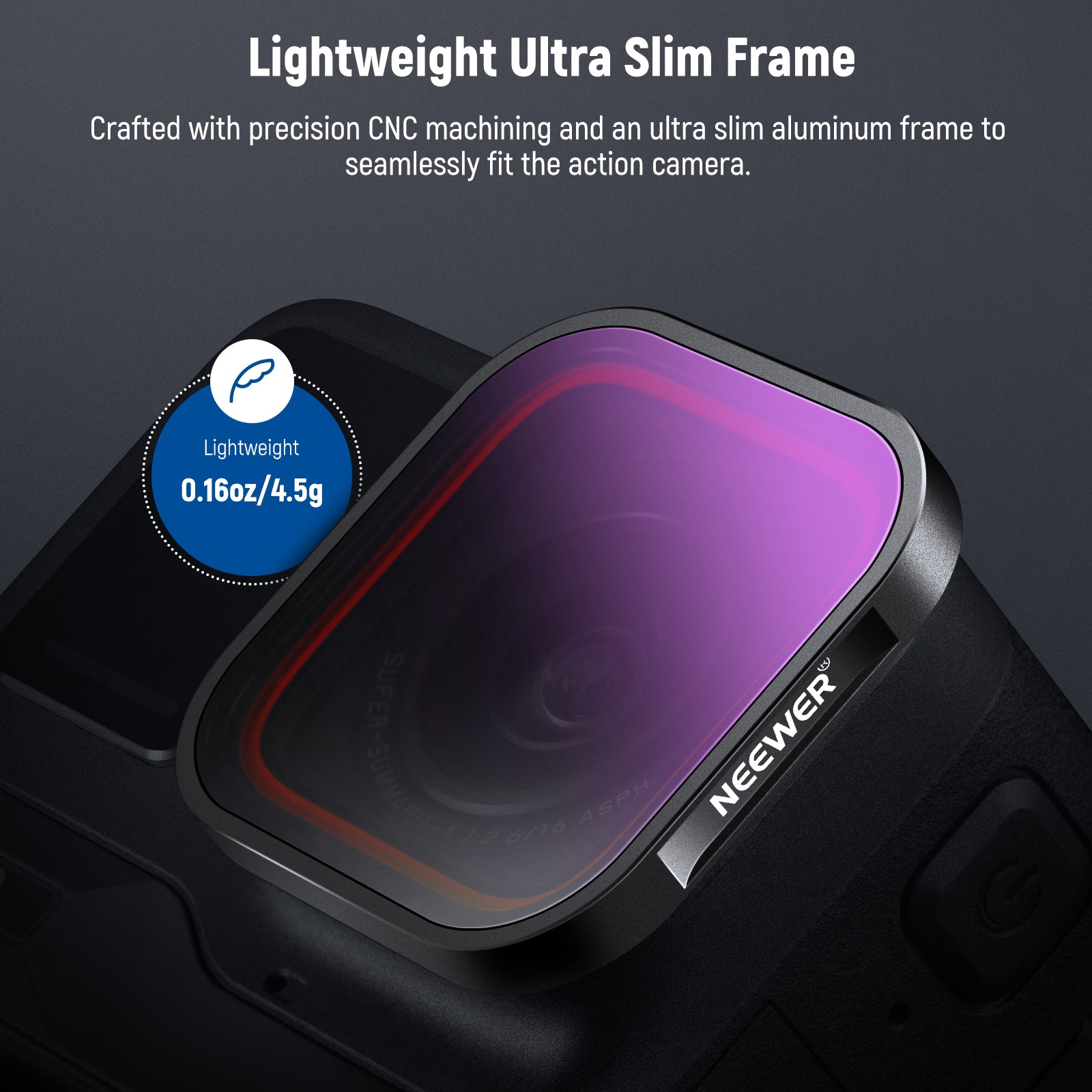 NEEWER FL-85 ND/PL Filter is crafted with ultra slim aluminum frame.