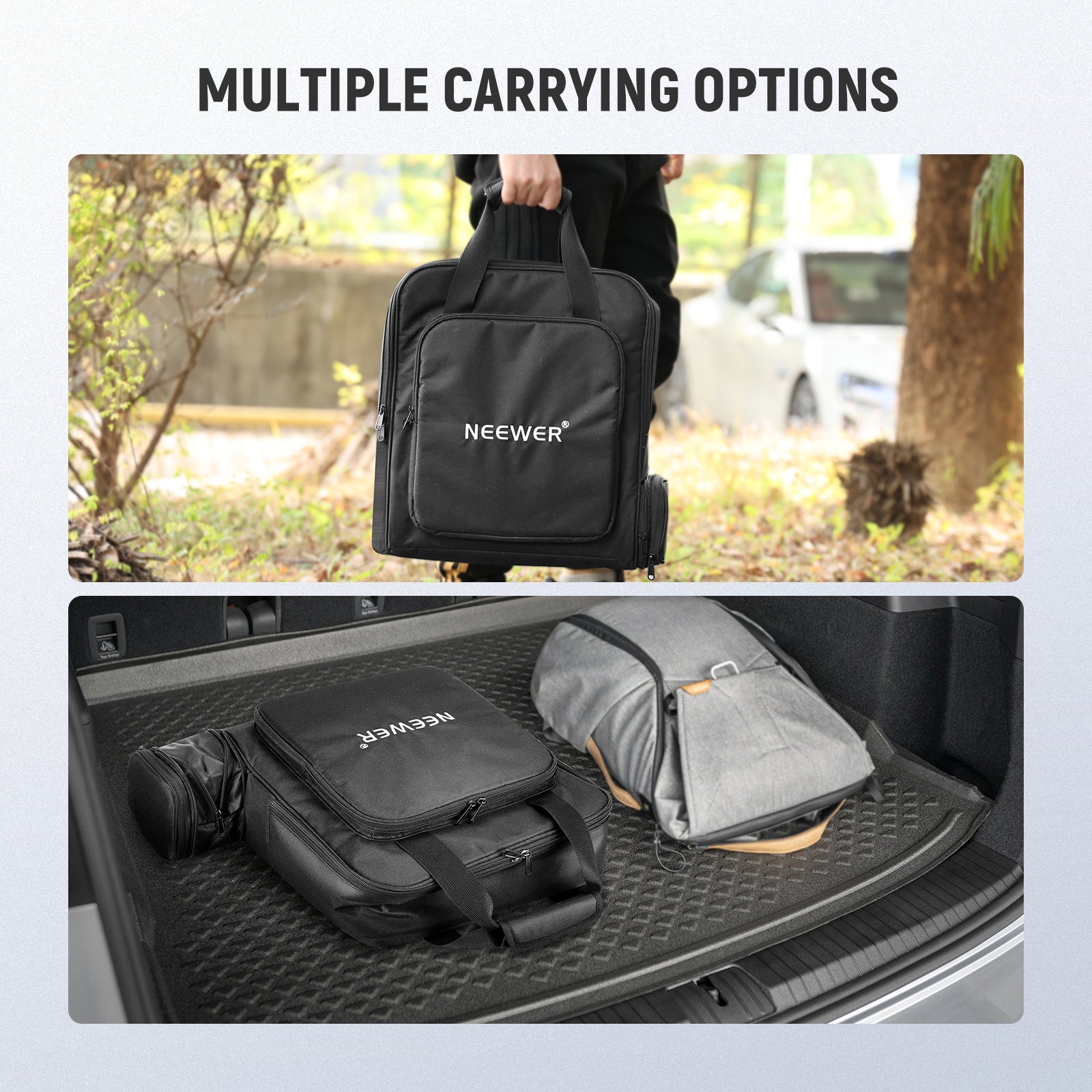 NEEWER RU-012 Travel Bag offers multiple carrying options.