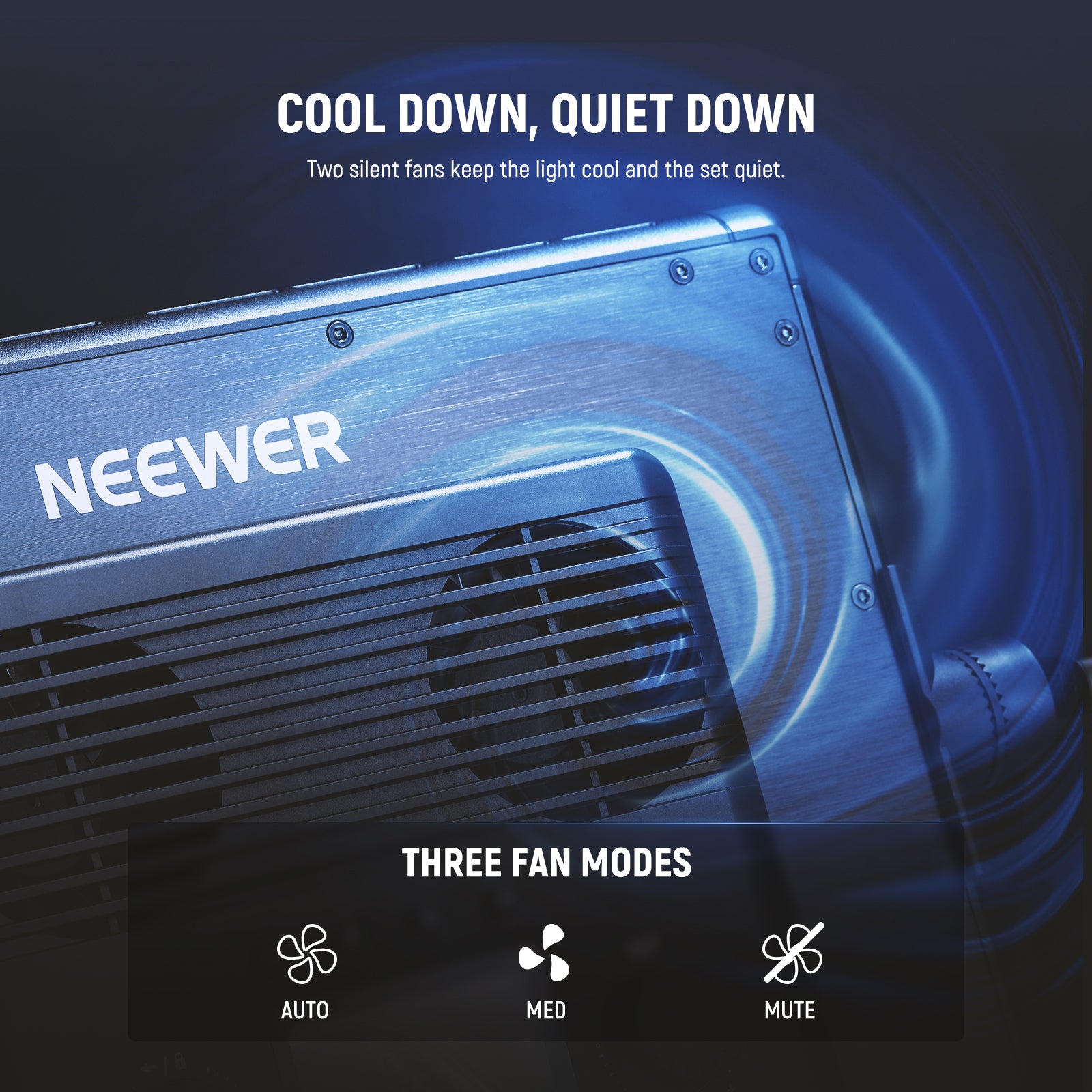 NEEWER PL60C Professional LED Studio Light features two silent fans.