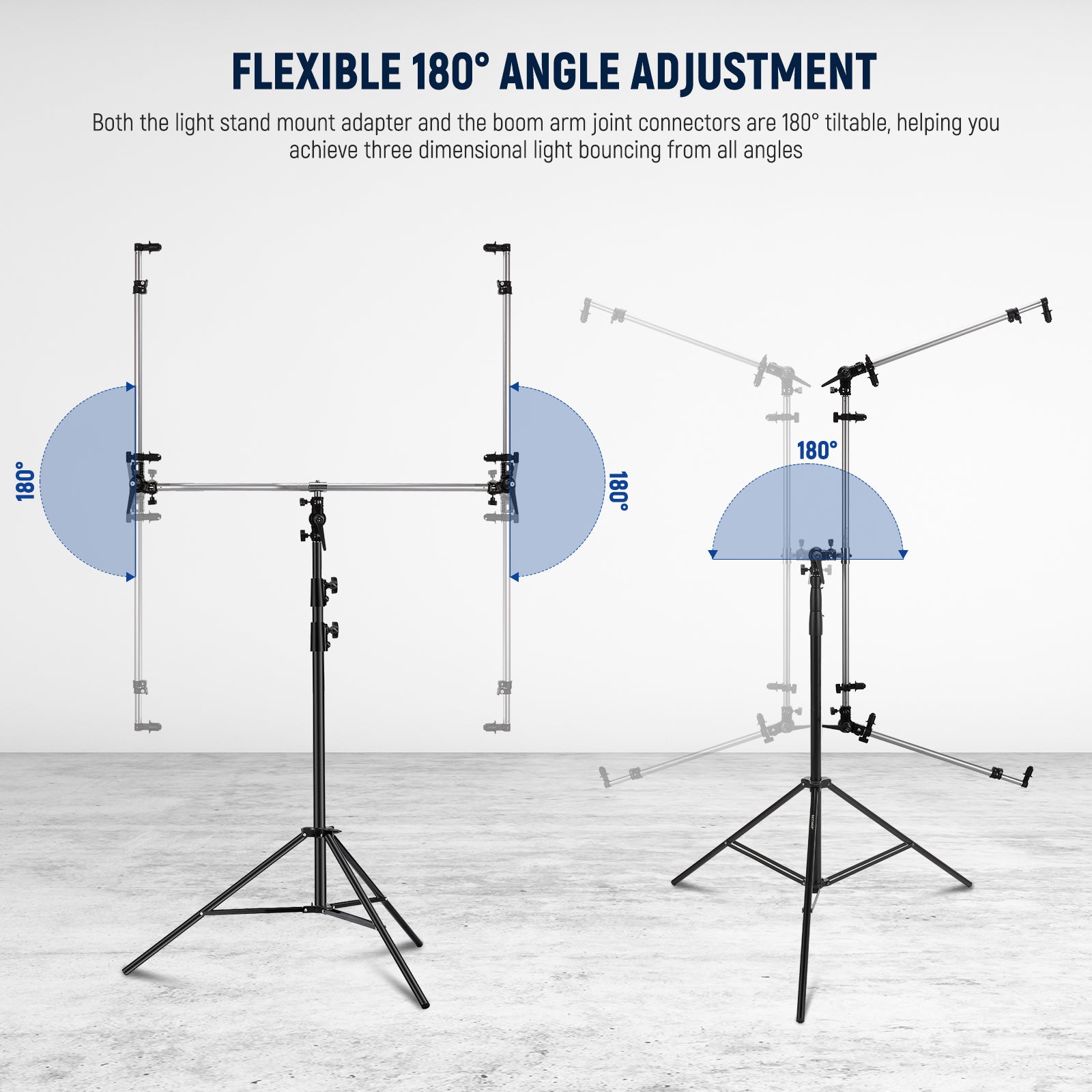 NEEWER ST-RF3 Triple Reflector Holder supports Flexible 180° Angle Adjustment