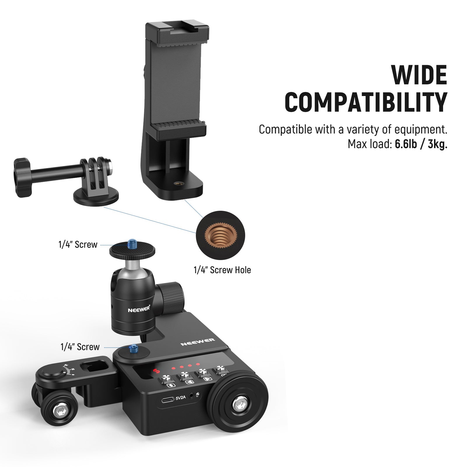 Wide Compatibility of the NEEWER Upgraded DL200 Motorized Camera Dolly
