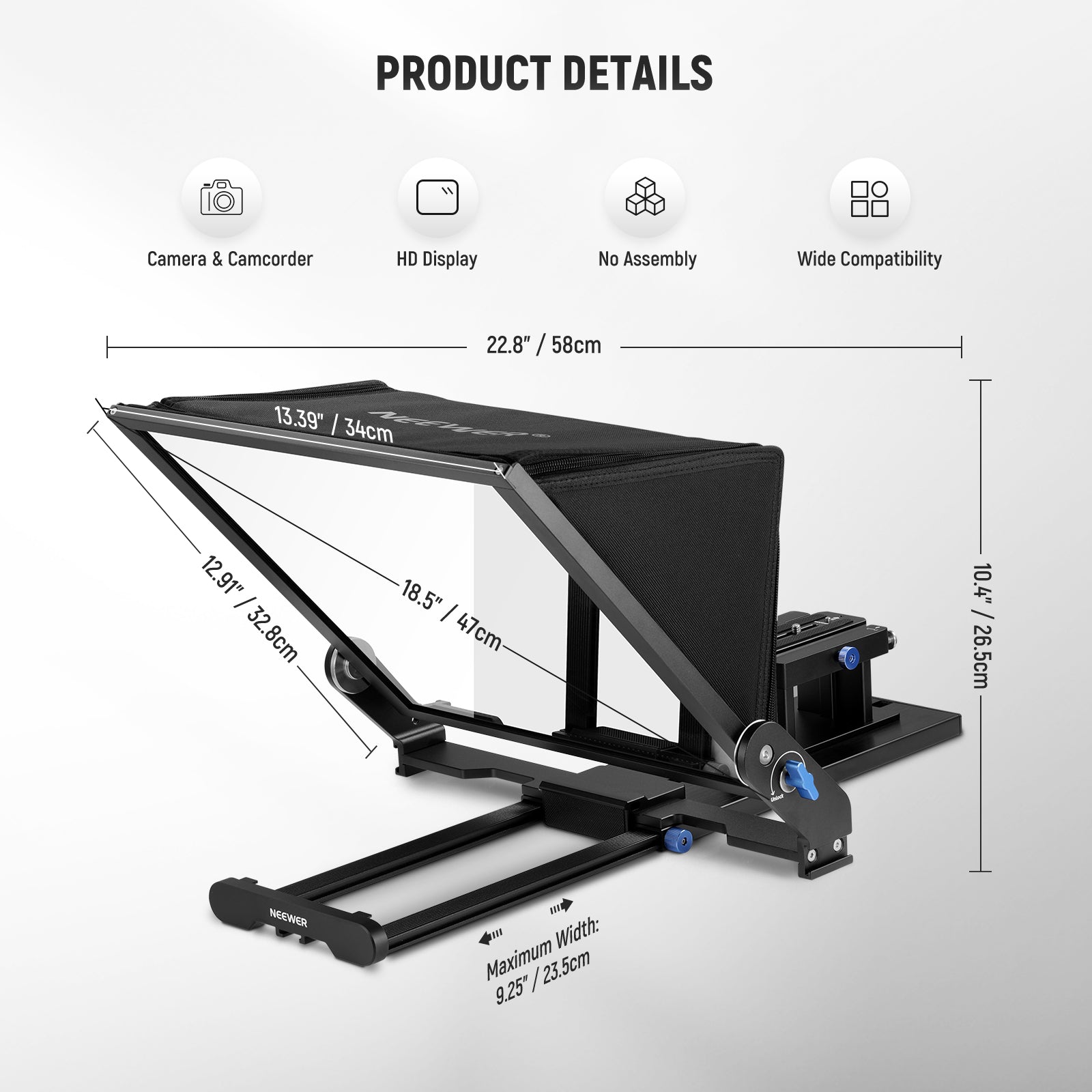 Product details of the NEEWER X17 II Remote Teleprompter
