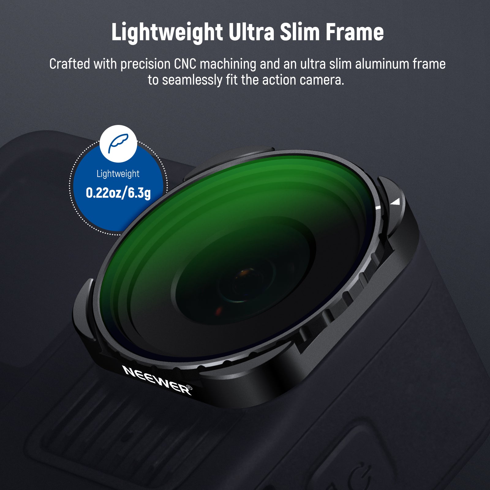 NEEWER FL-GP23 Rotating CPL Filter features a lightweight, ultra slim frame.