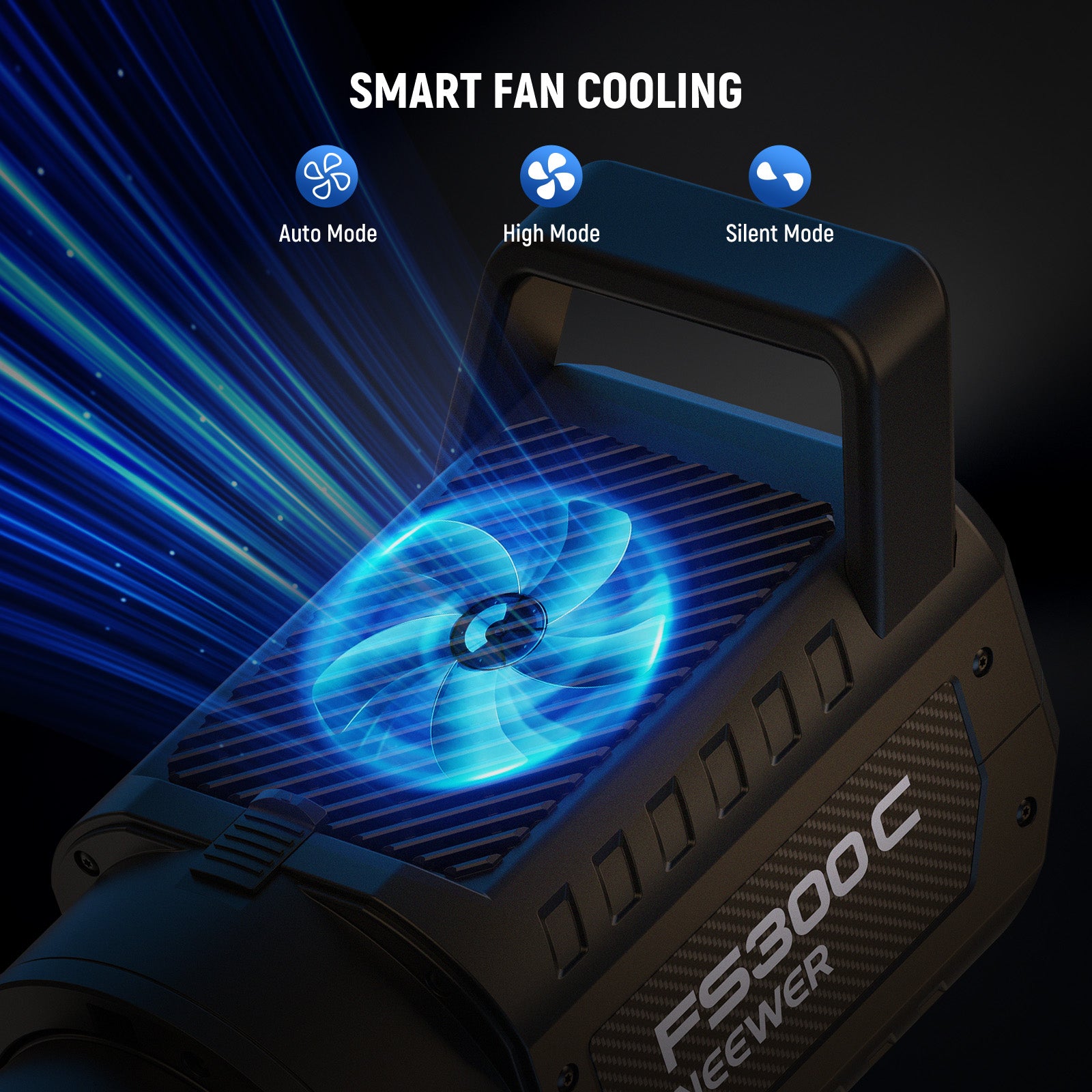 NEEWER FS300C 300W COB LED Video Light features a smart cooling fan.