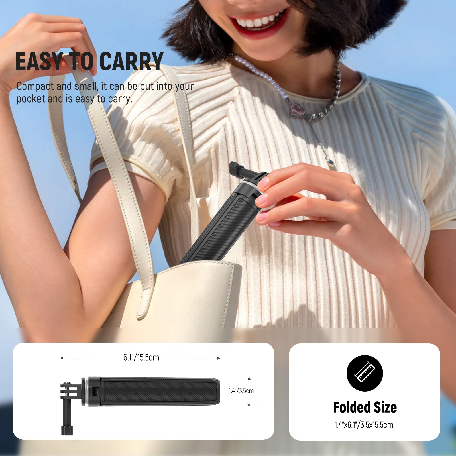 NEEWER P46 Selfie Stick Tripod is easy to carry.