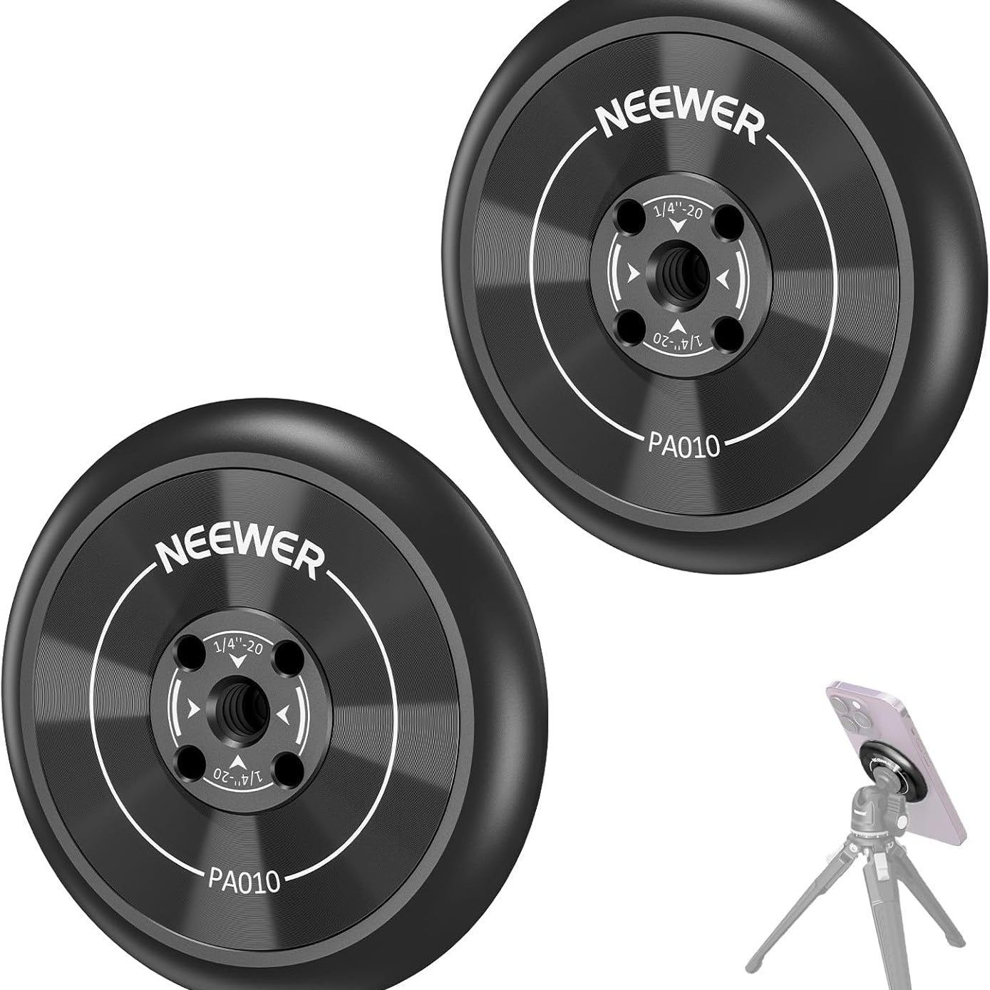 2 Pack NEEWER PA010 Magnetic Phone Tripod Mount
