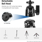 NEEWER TP29 Metal Tabletop Mini Tripod features a detachable ball head.