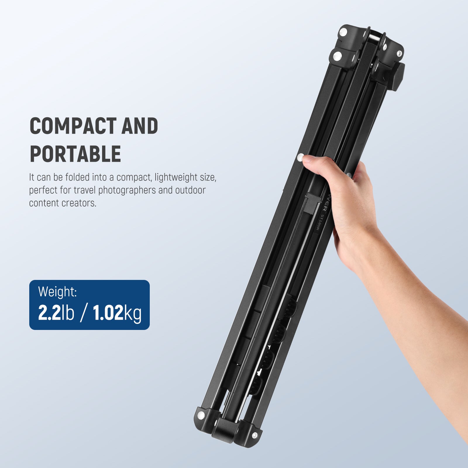 NEEWER ST180R Portable Light Stand is compact and lightweight.