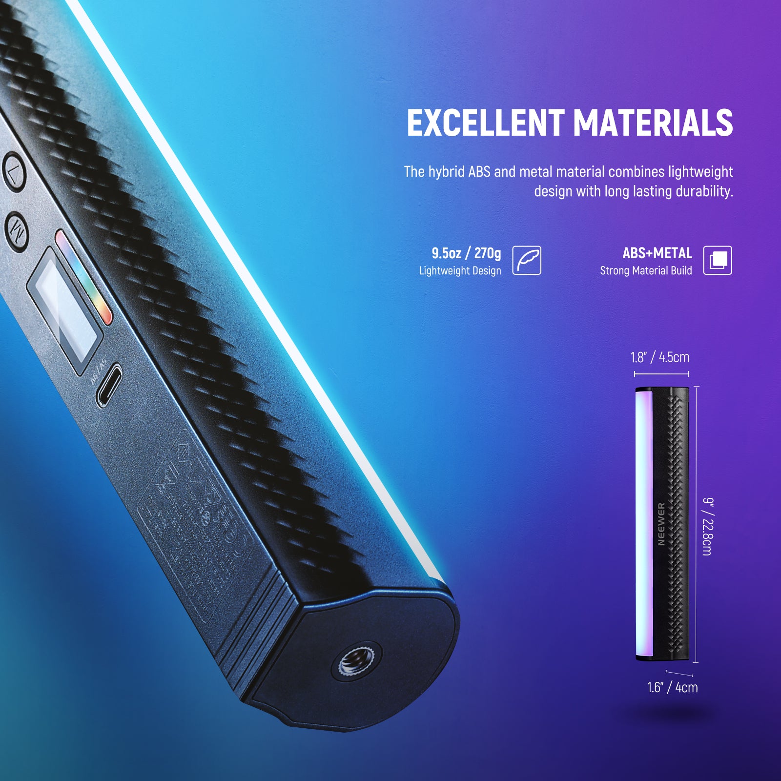 NEEWER TL21C RGB LED Tube Light is made of excellent materials.